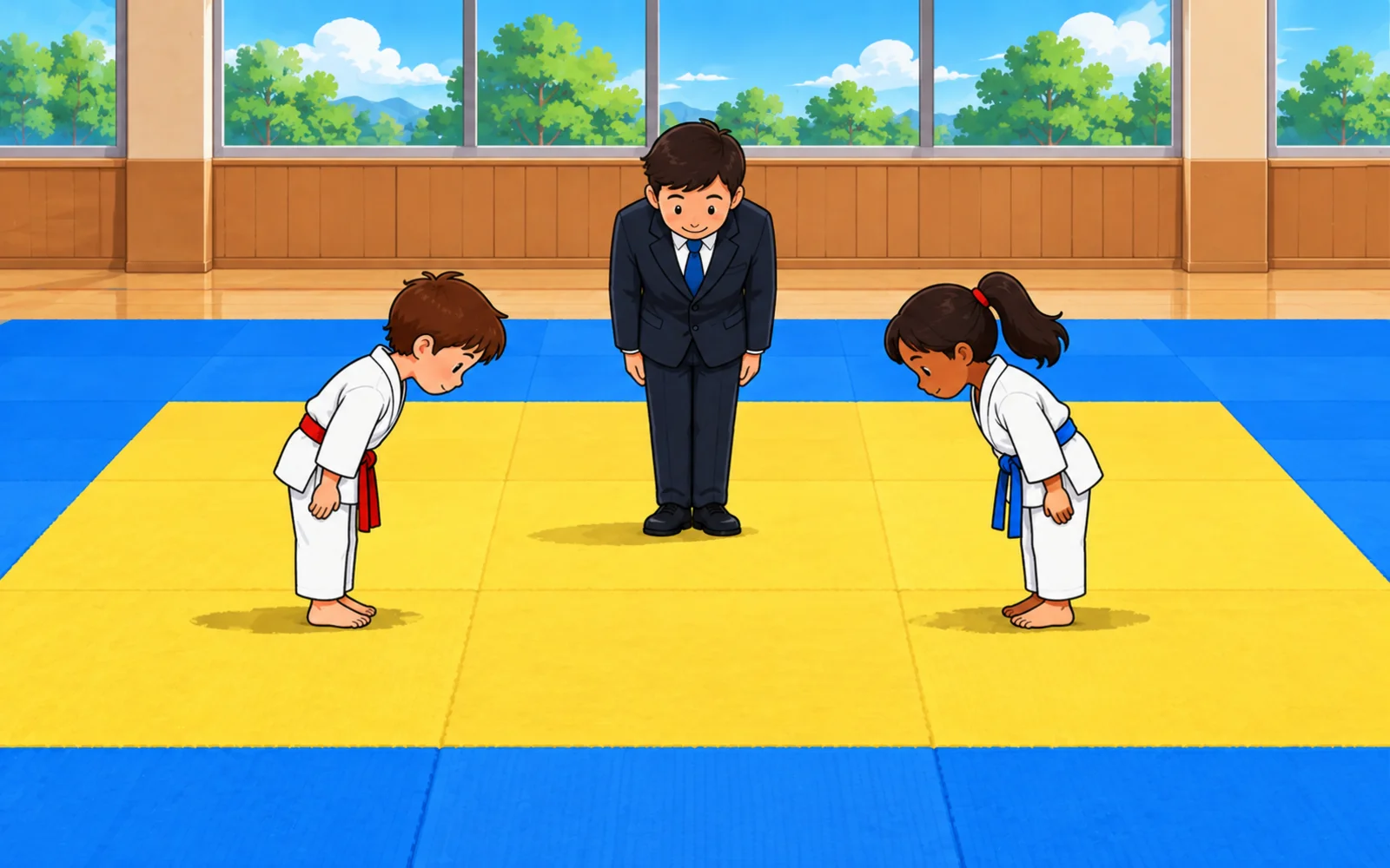 終わりに礼をするのルールを表した絵